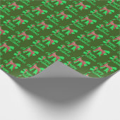 Grote Dane Red-kersthond en Groene Bow Green Cadeaupapier (Hoek)