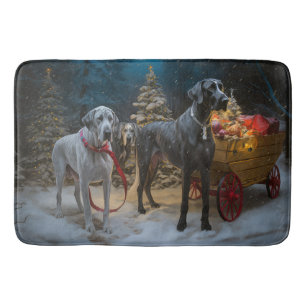 Grote Dane Sneeuw slee Kerstmis decoratie  Badmat