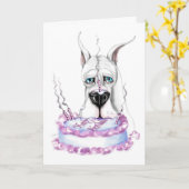 Grote Dane White Birthday Cake Kaart (Gele Bloem)