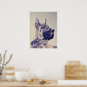 grote dans - blauwe schets poster (Keuken)