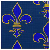 Grote Dark Blue en Gold Fleur de lis Pattern Stof (Close Up)