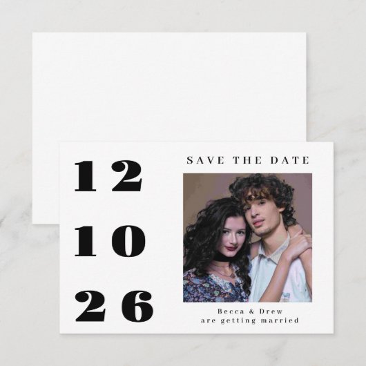 Grote datum één foto bewaar de datum kaart (Voorkant / Achterkant)