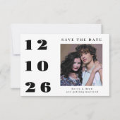 Grote datum één foto Save The Date Kaart (Voorkant)