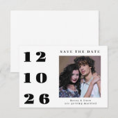 Grote datum één foto Save The Date Kaart (Voorkant / Achterkant)