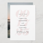 Grote datum grote foto blos roze save the date (Voorkant / Achterkant)