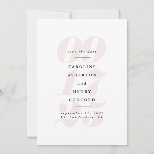Grote datum grote foto blush roze save the date (Voorkant)