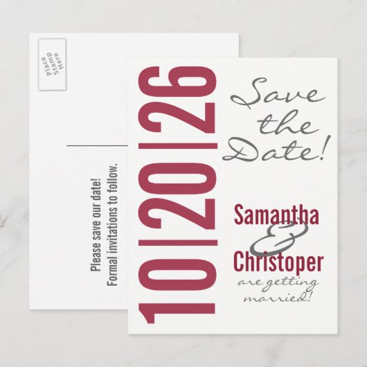 Grote datum - Sla de datum briefkaarten op (Voorkant / Achterkant)