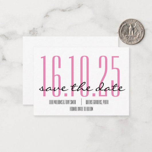 Grote Datum Uitnodigen Notitiekaartje (Voorkant / Achterkant in situ)