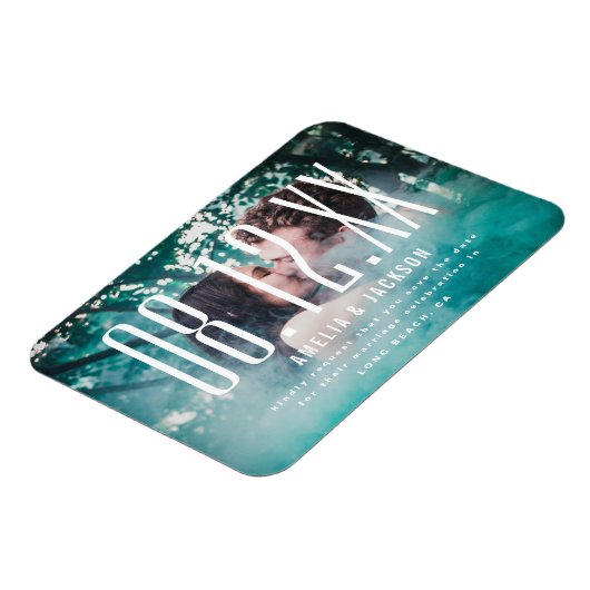 Grote datum, vetgedrukte typografie, sparen de Dat Magneet (Linkerzijde)