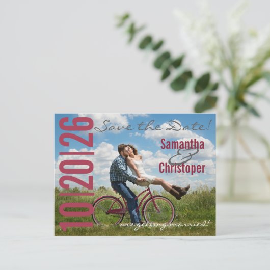 Grote datumfoto Sla de datum briefkaarten op (Staand voorkant)