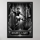 Grote Deco-stijl Rugby-kunstprint Poster (Voorkant)