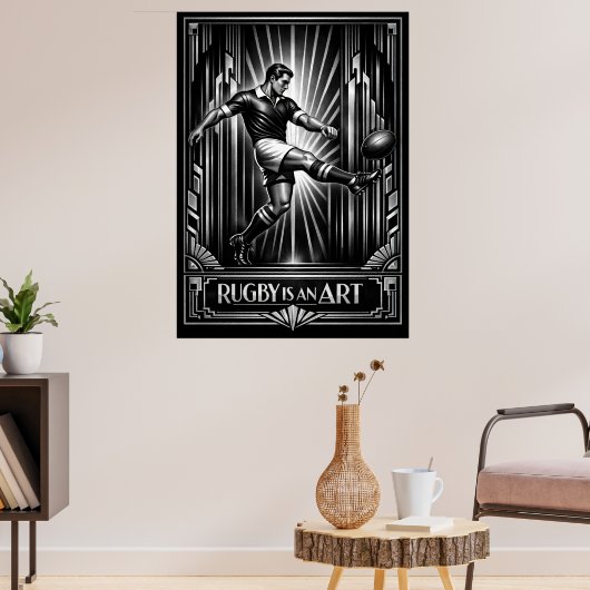 Grote Deco-stijl Rugby-kunstprint Poster (Woonkamer 3)