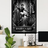 Grote Deco-stijl Rugby-kunstprint Poster (Thuiskantoor)