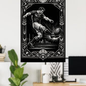 Grote Deco-stijl Rugby-kunstprint Poster (Thuiskantoor)