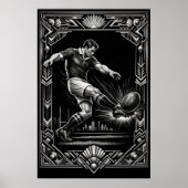 Grote Deco-stijl Rugby-kunstprint Poster (Voorkant)