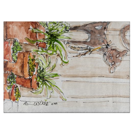 Grote decoratieve glazen snijkaart snijplank (Voorkant)