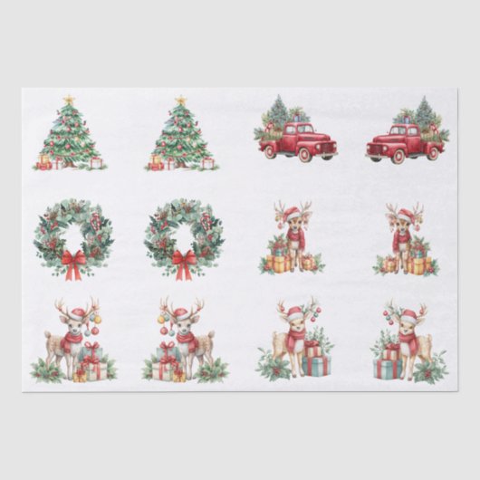 Grote decoratieve kerstillustraties decoupage tissuepapier (Voorkant)