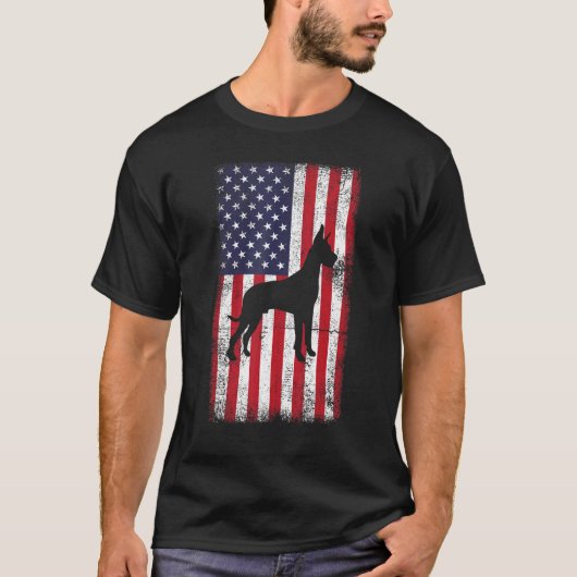 Grote Deen  Amerikaanse vlag  Retro D T-shirt (Voorkant)