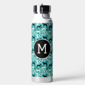 Grote Deen Blauwgroen Harlequin Fawn Black Dog Mon Waterfles (Links)