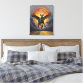 Grote Deen & de Regenboogbrug Canvas Afdruk (Insitu (Slaapkamer))