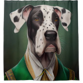 Grote Deen Dog in St. Patrick's Day Dress Douchegordijn (Voorkant)