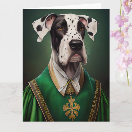 Grote Deen Dog in St. Patrick's Day Dress Kaart (Orchidee)