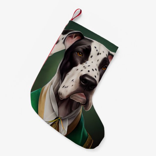 Grote Deen Dog in St. Patrick's Day Dress Kleine Kerstsok (Voorkant (Hangend))