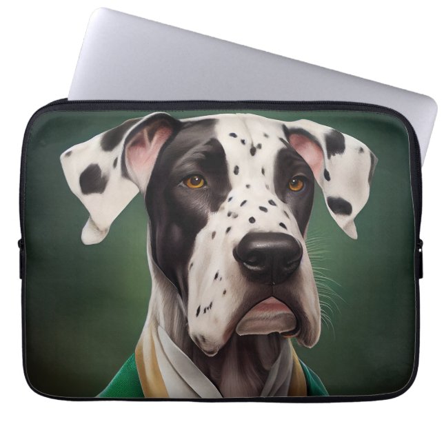 Grote Deen Dog in St. Patrick's Day Dress Laptop Sleeve (Voorkant)