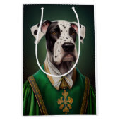 Grote Deen Dog in St. Patrick's Day Dress Medium Cadeauzakje (Voorkant)
