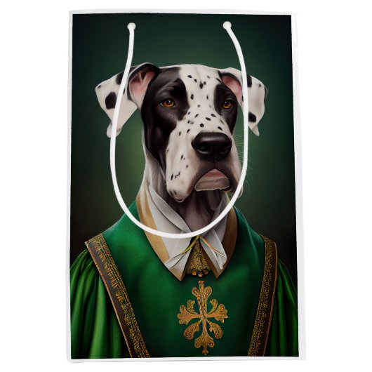 Grote Deen Dog in St. Patrick's Day Dress Medium Cadeauzakje (Voorkant)