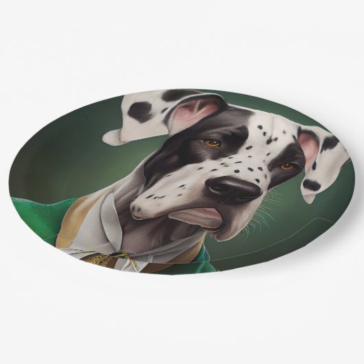 Grote Deen Dog in St. Patrick's Day Dress Papieren Bordje (Gekanteld)