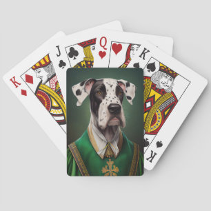 Grote Deen Dog in St. Patrick's Day Dress Pokerkaarten