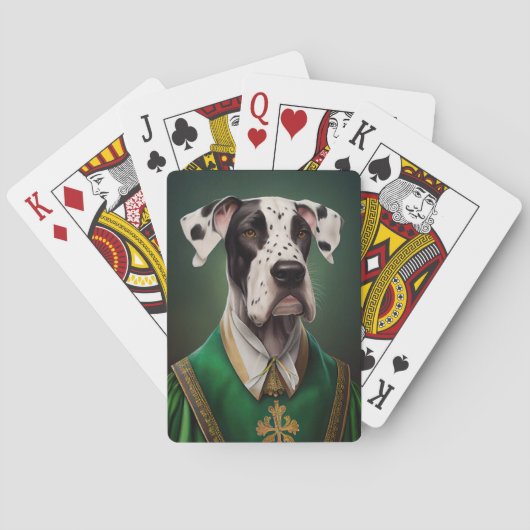 Grote Deen Dog in St. Patrick's Day Dress Pokerkaarten (Achterkant)