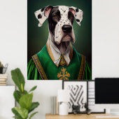 Grote Deen Dog in St. Patrick's Day Dress Poster (Thuiskantoor)