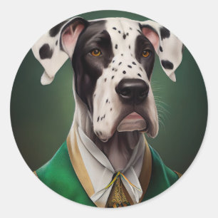 Grote Deen Dog in St. Patrick's Day Dress Ronde Sticker