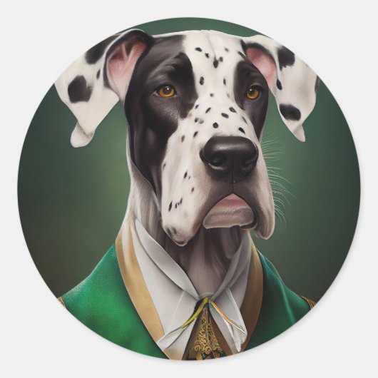 Grote Deen Dog in St. Patrick's Day Dress Ronde Sticker (Voorkant)