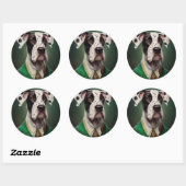 Grote Deen Dog in St. Patrick's Day Dress Ronde Sticker (Vel)