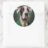 Grote Deen Dog in St. Patrick's Day Dress Ronde Sticker (Tas)