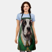 Grote Deen Dog in St. Patrick's Day Dress Schort (Gedragen)
