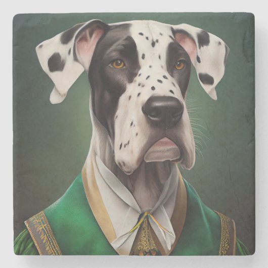 Grote Deen Dog in St. Patrick's Day Dress Stenen Onderzetter (Voorkant)