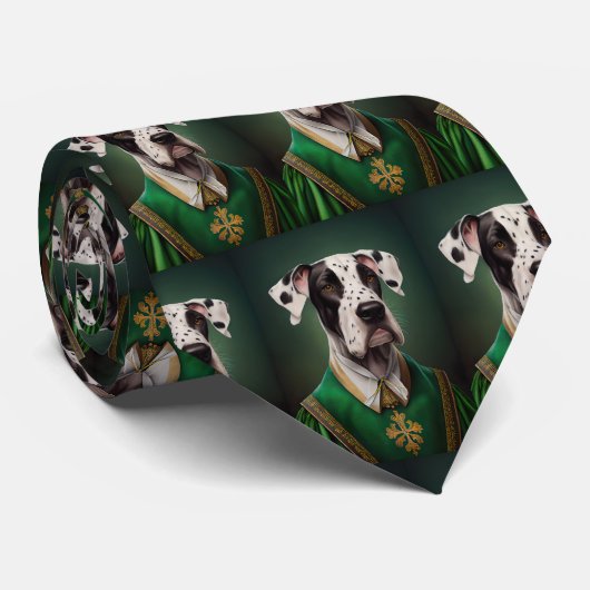 Grote Deen Dog in St. Patrick's Day Dress Stropdas (Opgerold)