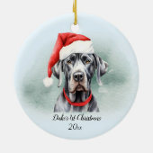 Grote Deen Eerste Kerstfeest Gepersonaliseerde Wat Keramisch Ornament (Achterkant)