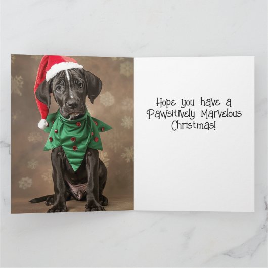 Grote Deen Elf Puppy Kerst Kaart (Binnen)