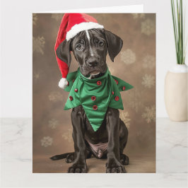 Grote Deen Elf Puppy Kerst Kaart
