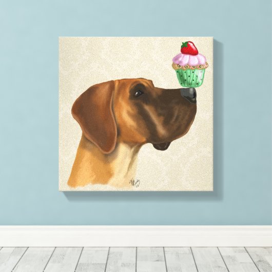 Grote Deen en Cupcake Canvas Afdruk (Insitu (Houten vloer))