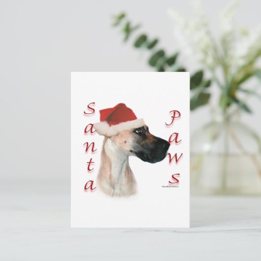 Grote Deen (fawn) Santa Paws Feestdagenkaart (Staand voorkant)