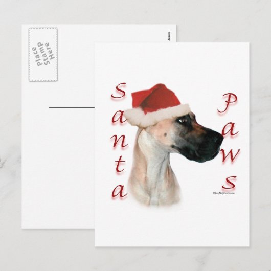 Grote Deen (fawn) Santa Paws Feestdagenkaart (Voorkant / Achterkant)