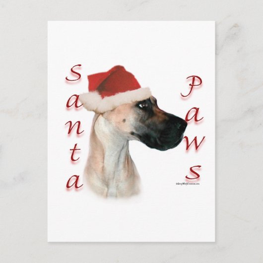Grote Deen (fawn) Santa Paws Feestdagenkaart (Voorkant)