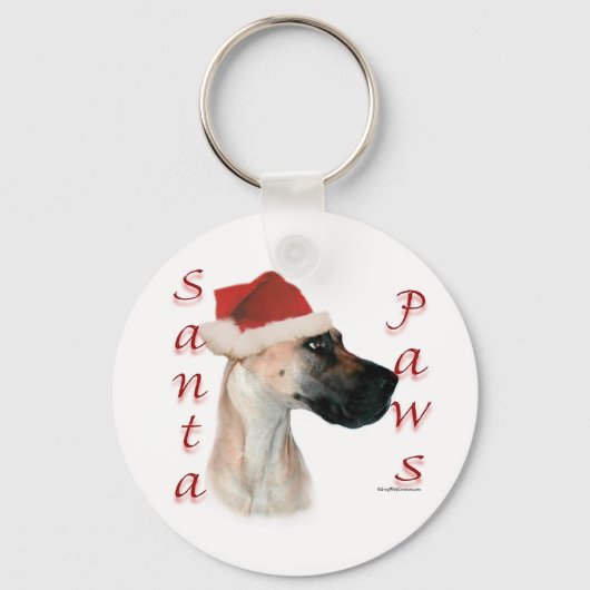 Grote Deen (fawn) Santa Paws Sleutelhanger (Voorkant)