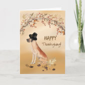 Grote Deen Grappig Pelgrim Pet Thanksgiving Kaart (Voorkant)